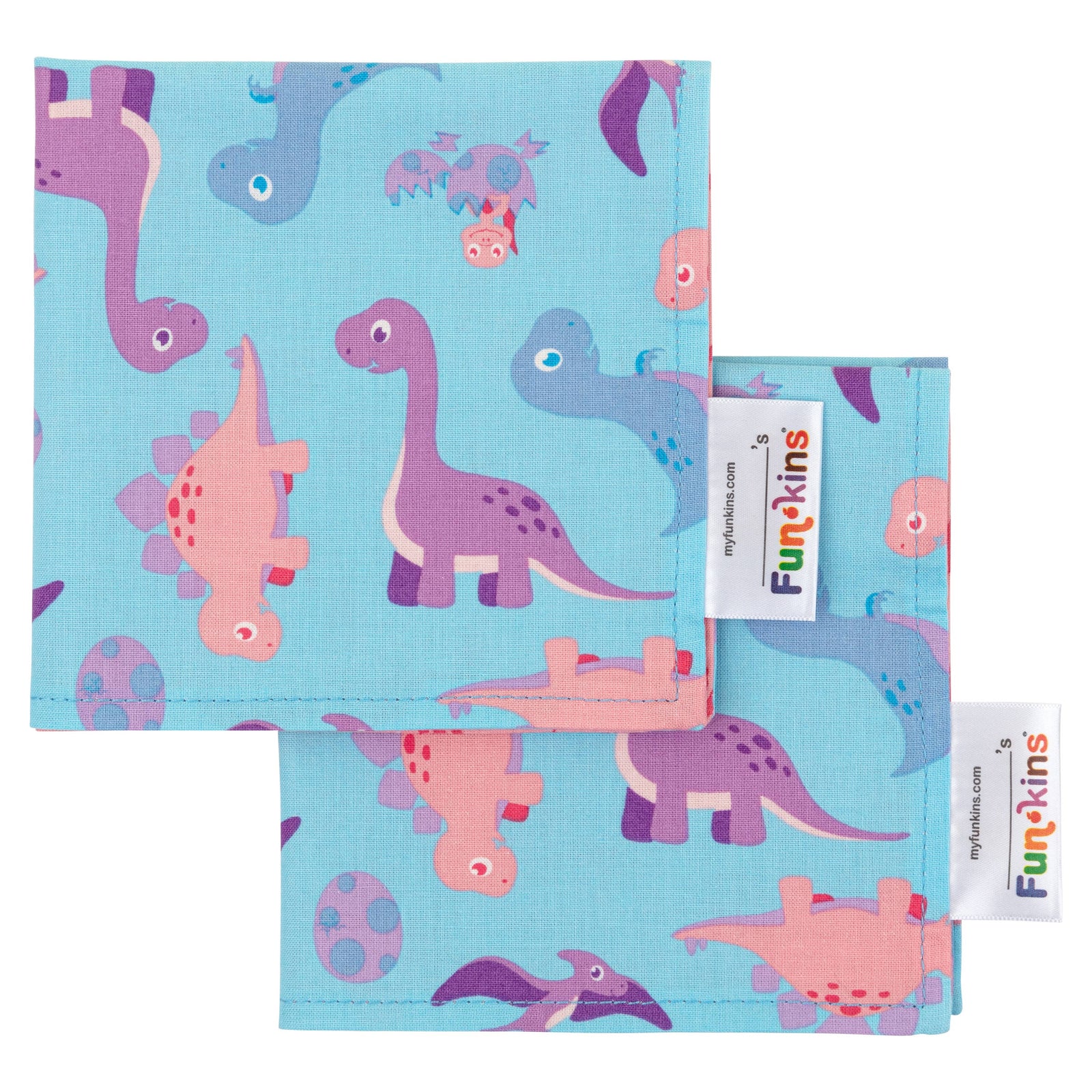 Set of Two Reusable Cloth Napkins - Pink Dinos