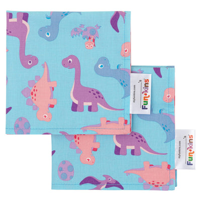 Set of Two Reusable Cloth Napkins - Pink Dinos