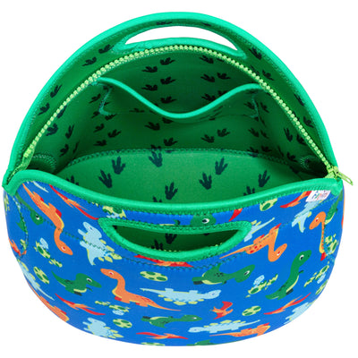 Large, Machine Washable Lunch Bag - Dinosaurs, Blue