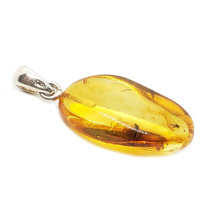 Natural Baltic Amber With Insects Silver Pendant