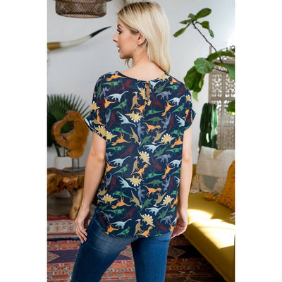 Dino Print Short Sleeve Top