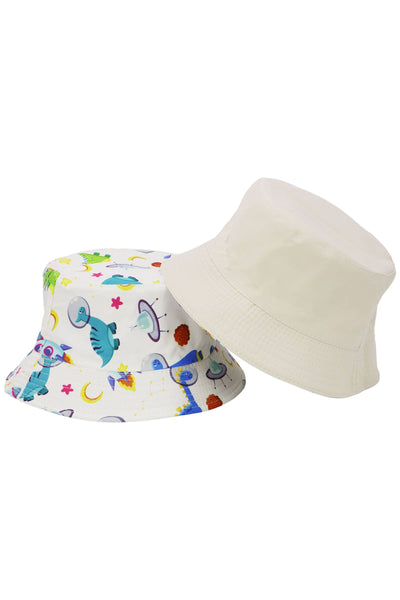 Kids Outer Space Dino Reversible Bucket Hat