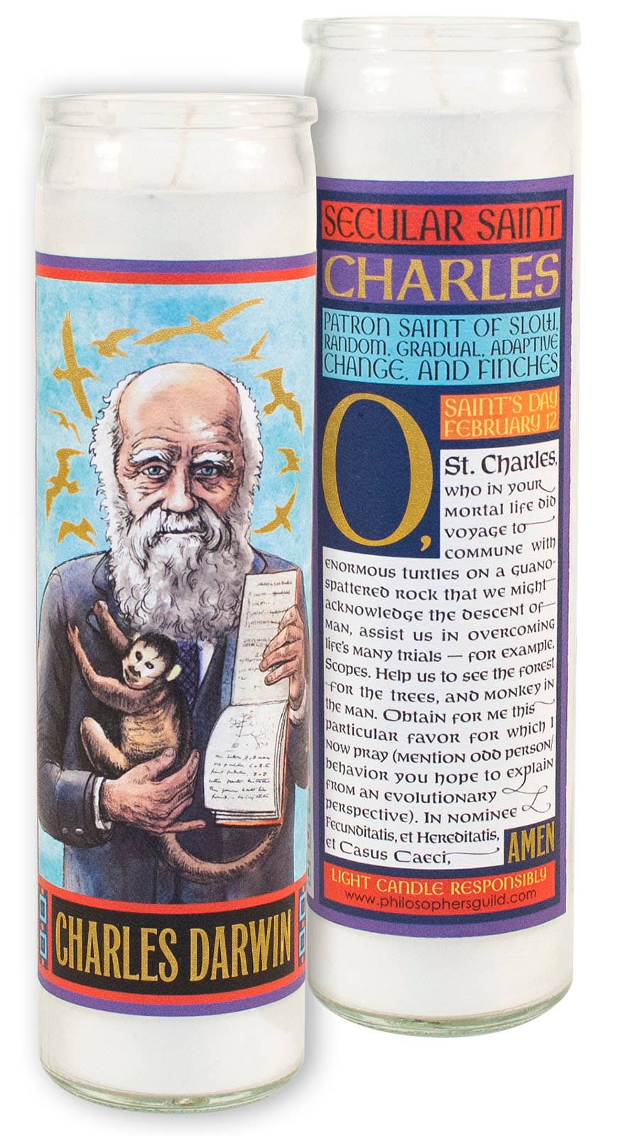 Charles Darwin Secular Saint Candle