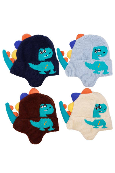 Kids Dinosaur Spike Knitted Ear Cover Beanie