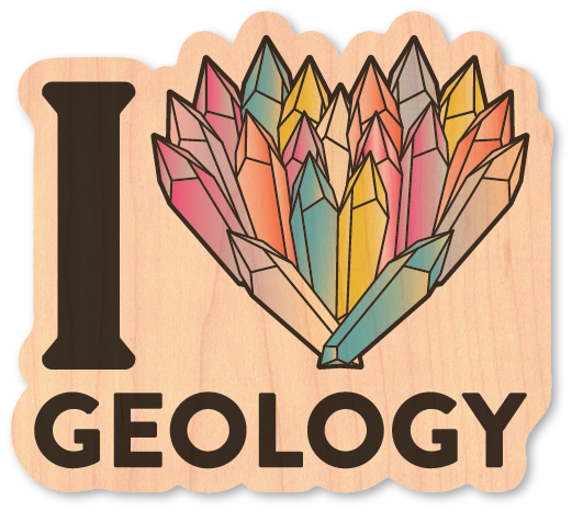 Mini Wood Sticker - I <3 Geology