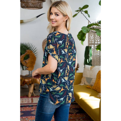 Dino Print Short Sleeve Top