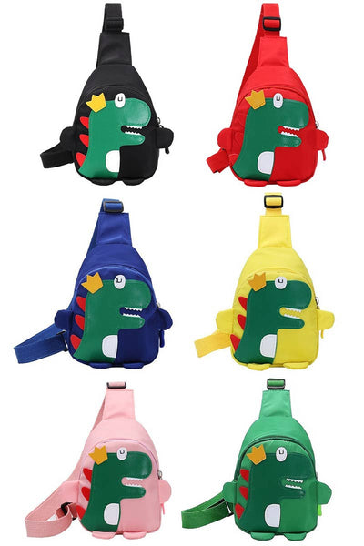 Kids Dinosaur Patch Polyester Shoulder Sling Bag