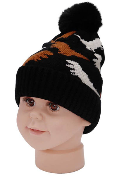 Dinosaur Faux Fur Lined Beanie
