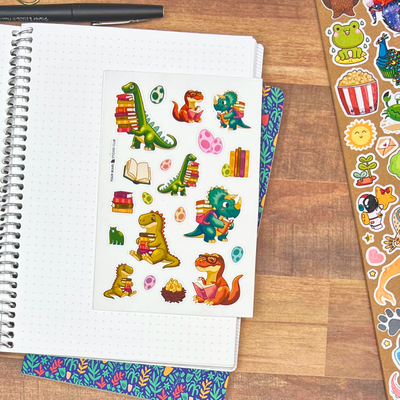 Prehistoric Page Turner sticker sheet