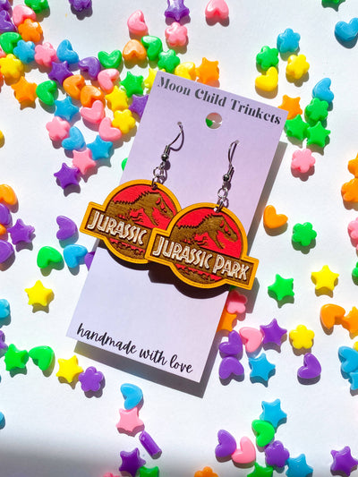 Jurassic Park Logo Hand Painted Earrings