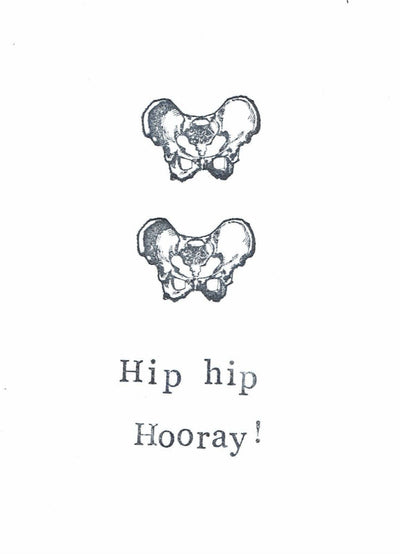 Hip Hip Hooray Medical Humor Card | Funny Science Pun Skeleton Anatomy Humor