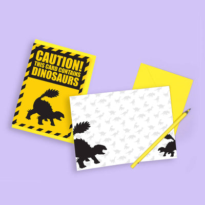CAUTION! Stegouros Dinosaur Greeting Card