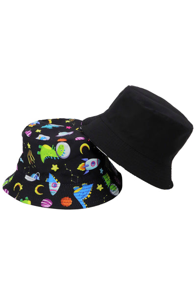 Kids Outer Space Dino Reversible Bucket Hat
