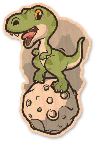 Mini Wood Sticker - Baby Dino Meteorite
