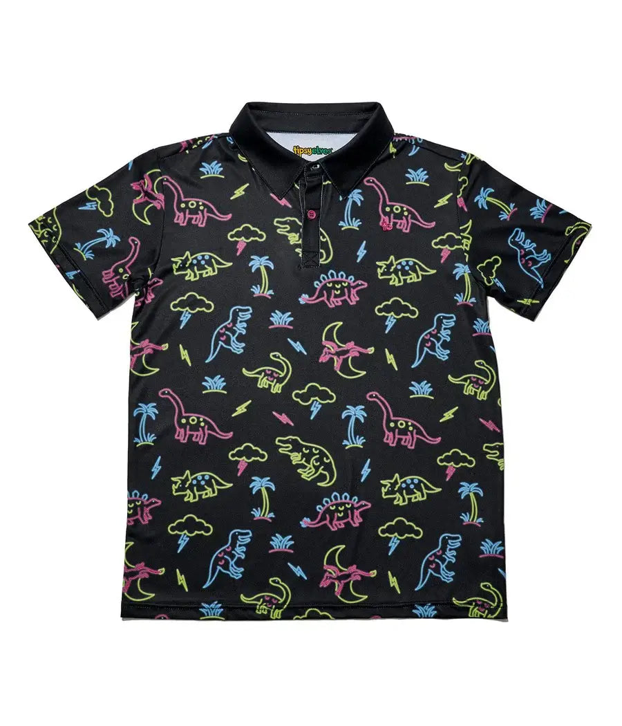 Neon Dino Kid's Golf Polo