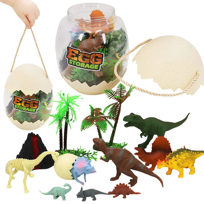 14 Piece Dinosaur Toy Pack w/Egg Container