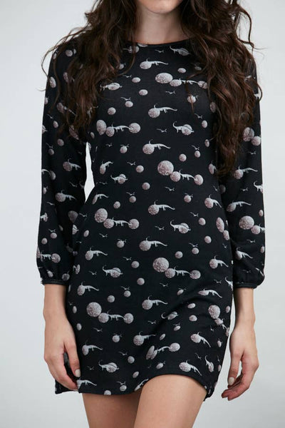 Long sleeve Black Dress: Dinosaur Planets