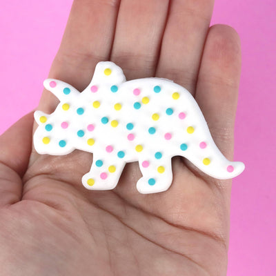Triceratops Dino Cookie Magnet - Rubber | Die-Cut | All-Over