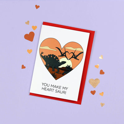 You Make My Heart Saur Dinosaur Greeting Card
