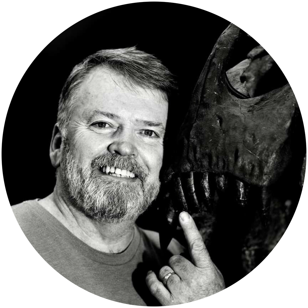 Blair Holtner, Lead Fossil Restoration Technician; Favourite dinosaur: Stegosaurus & Kentrosaurus  Fun Fact: spent 10 years managing a hog farm