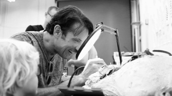 Kevin Washington, family fun, fossil restoration, pneumatic tools