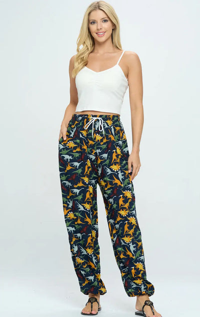 Dinosaur Print pants w/ Drawstring