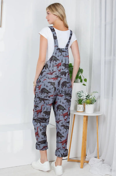 Adult Dinosaur Print Overalls