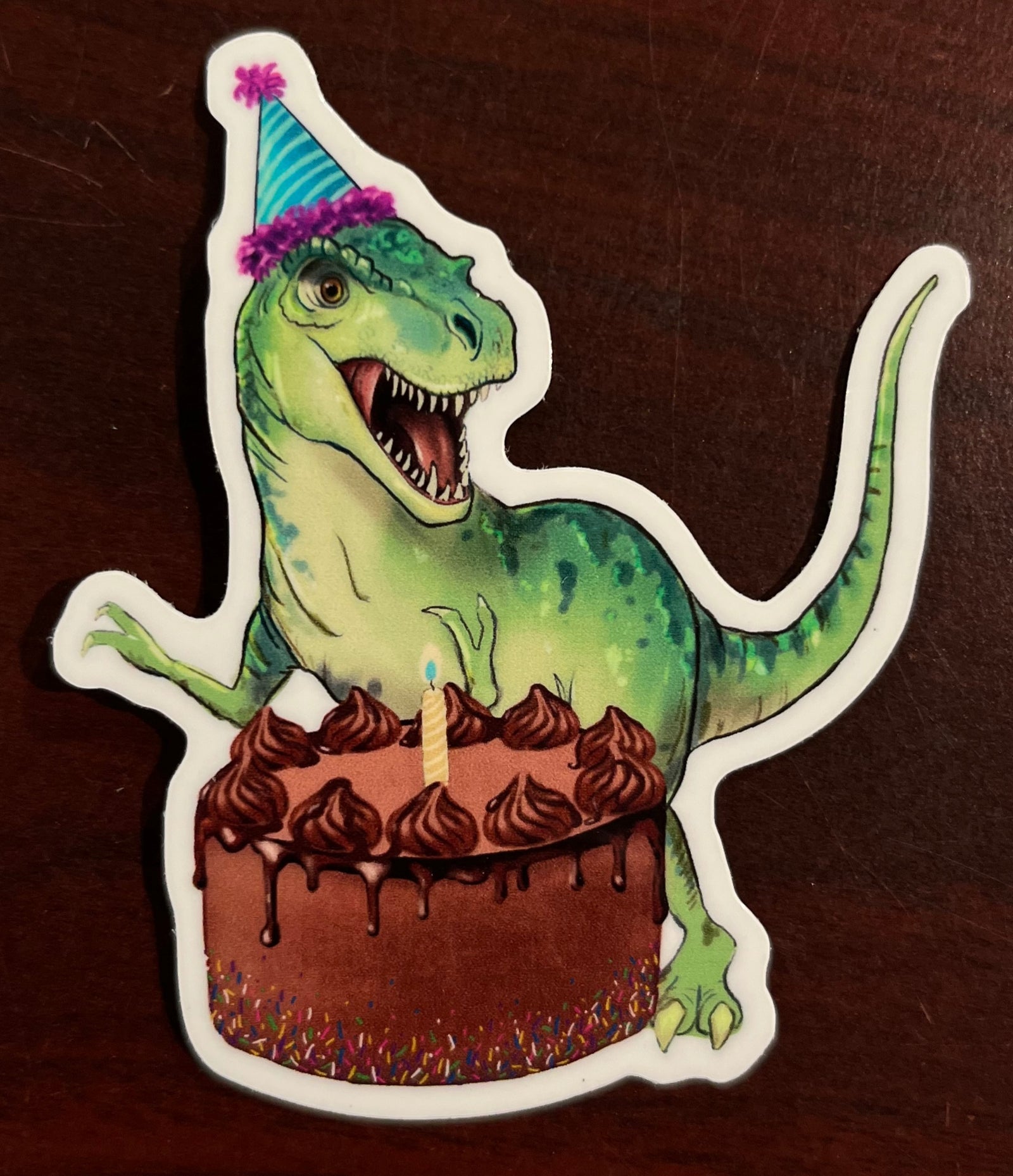 T-Rex Birthday Sticker, 3"