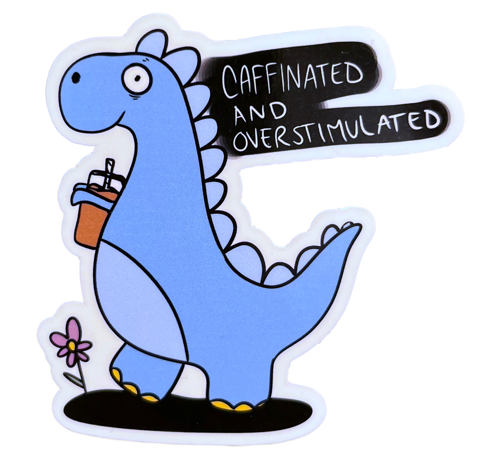 Caffinated Dinosaur Sticker