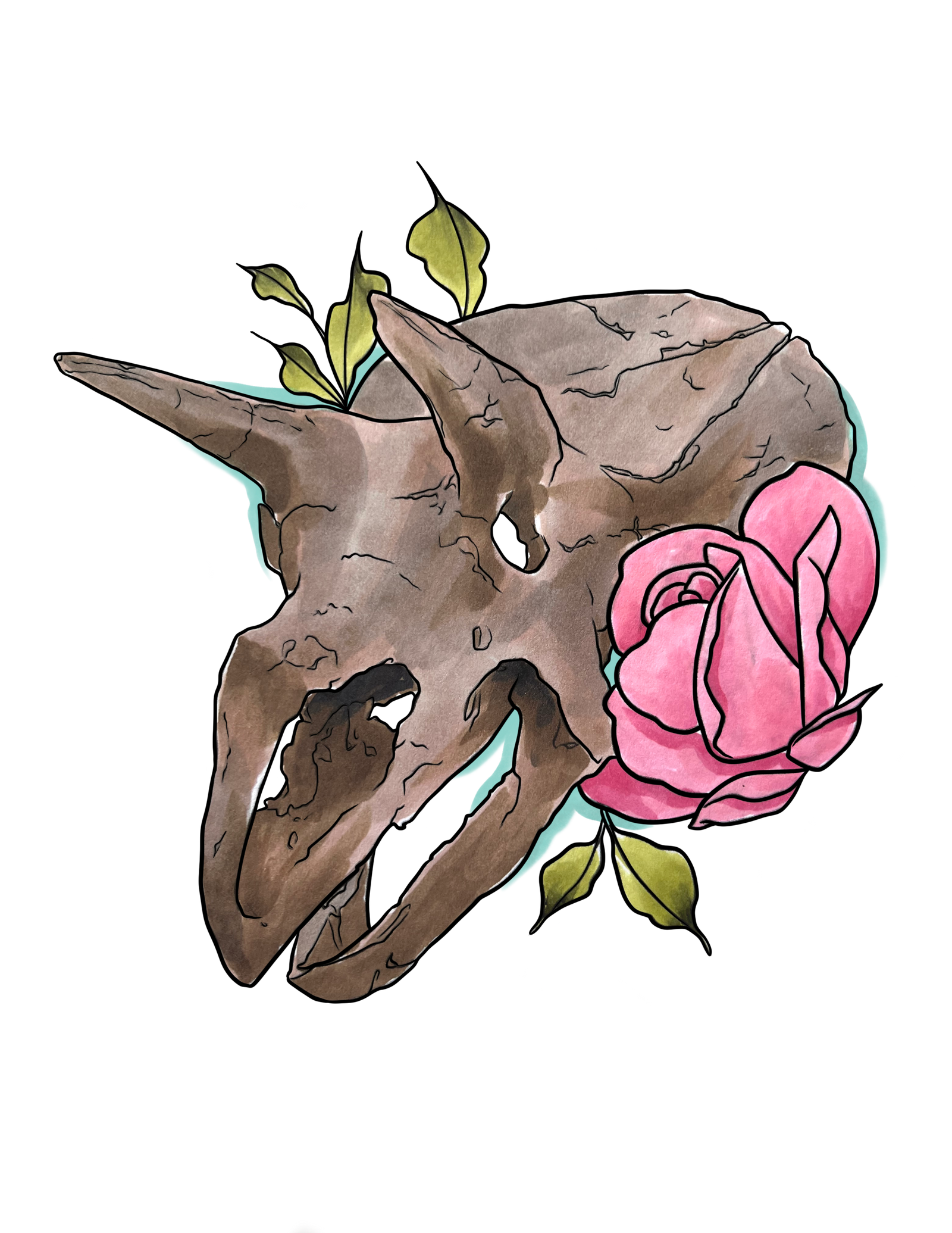 Little Pants Triceratops Skull Sticker