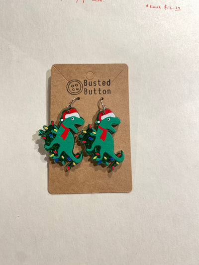 Christmas Dino Earrings
