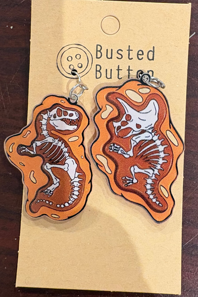 Acrylic Dinosaur Skeleton Earrings