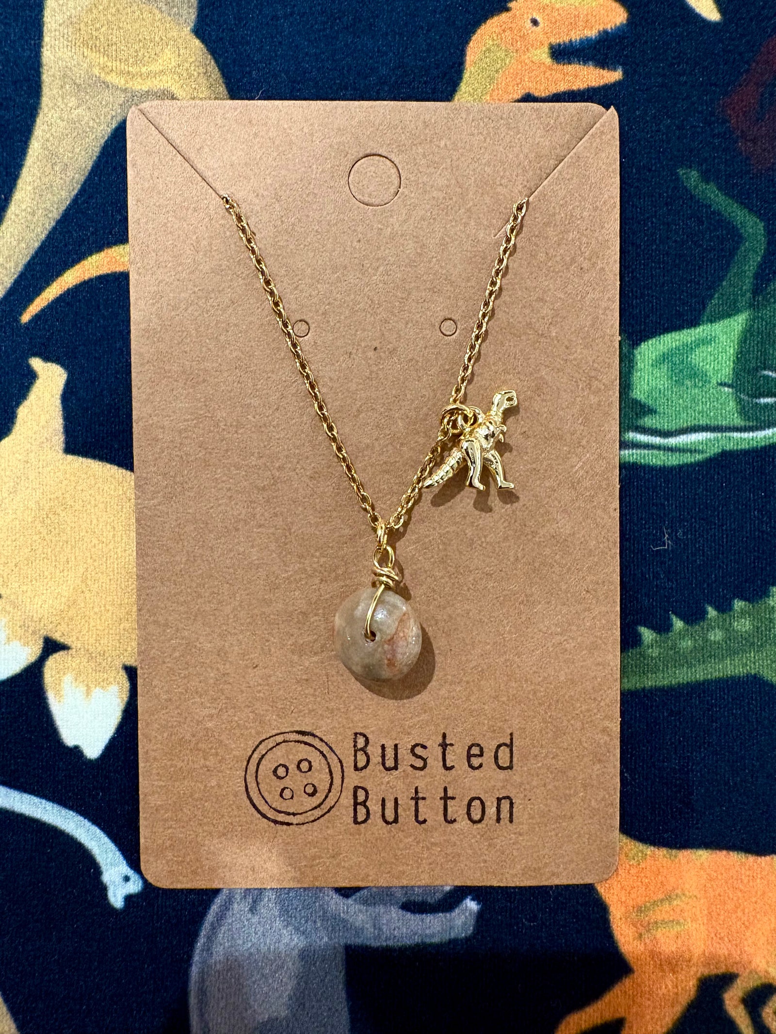 Coprolite necklace w/dino charm