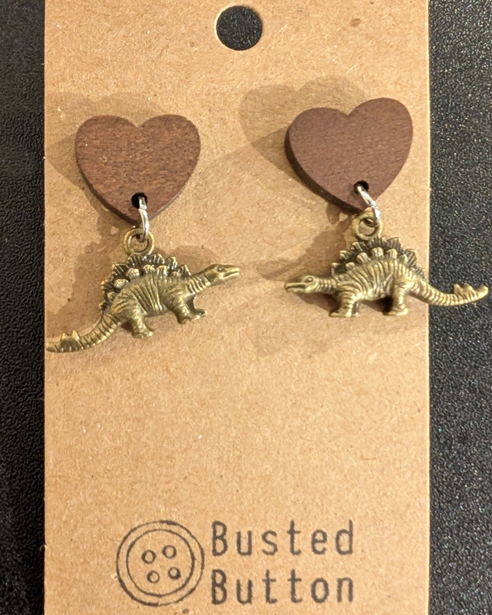 Ankylosaur Heart Earrings