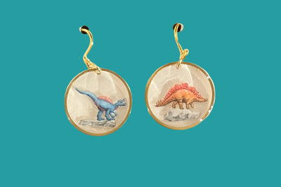 Gold and Resin Dinosaur Earrings
