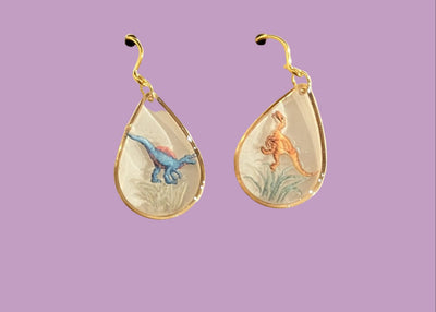 Gold and Resin Dinosaur Earrings