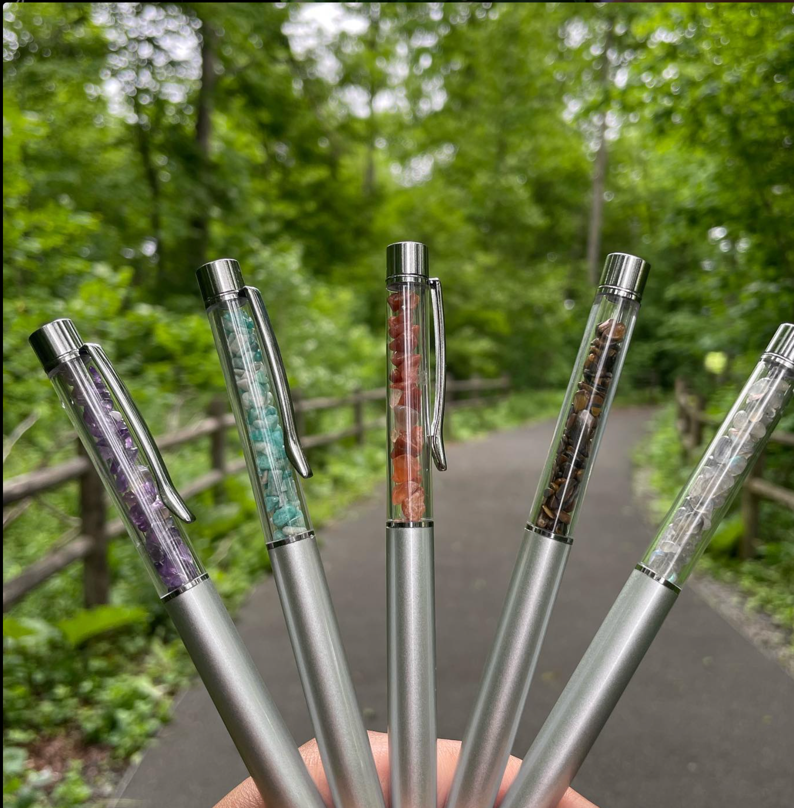 Gemstone Crystal Pen with Silver Finish