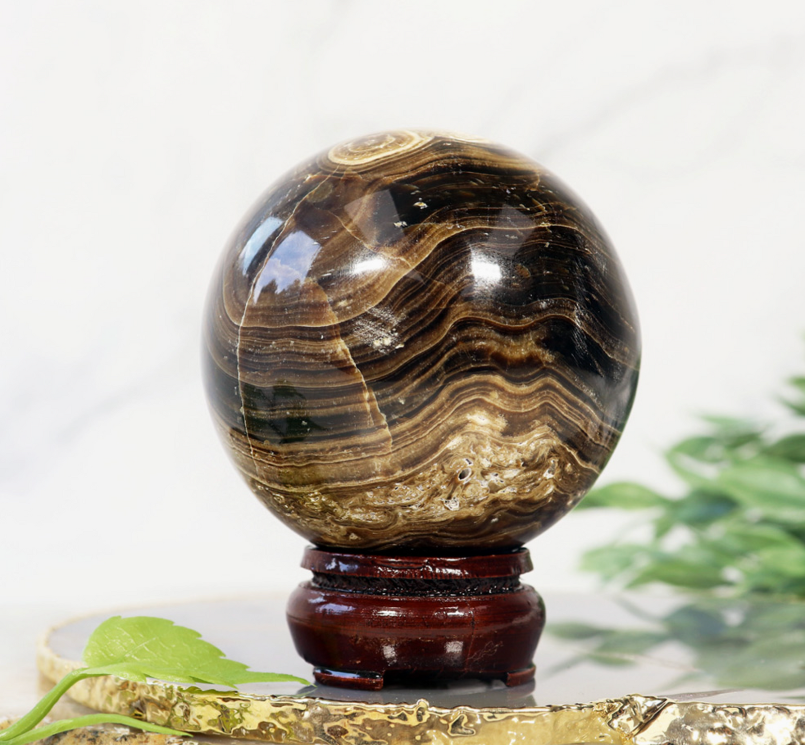 Chocolate Calcite Sphere