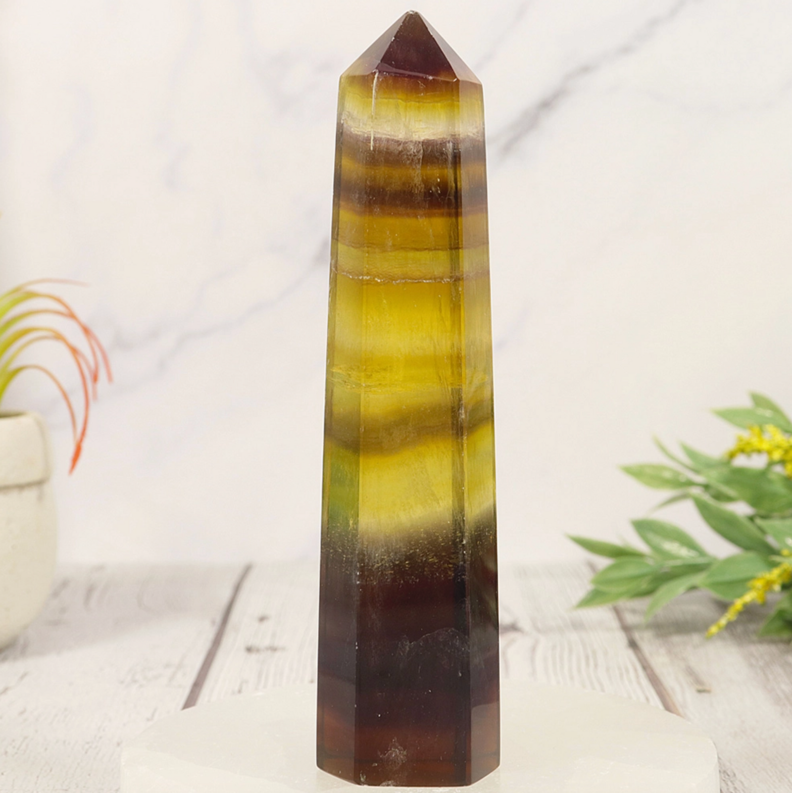 Smoky Striped Fluorite Point