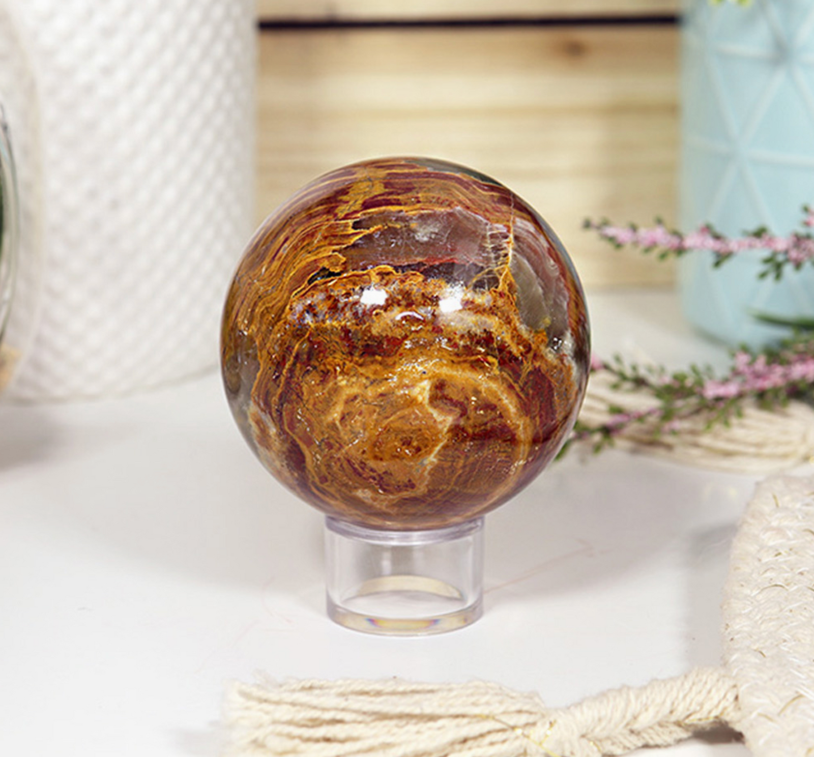 Natural Red and Green Onyx Sphere