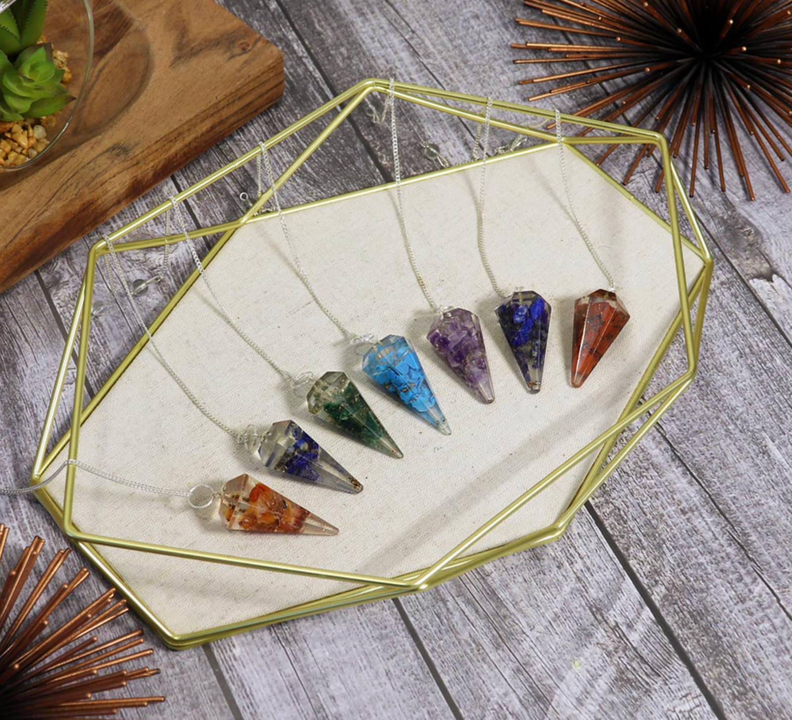 Orgonite 7 Chakra Healing Pendulums