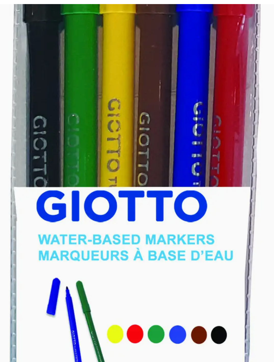 Giotto Water-Based Markers, Set of 6, Assorted Colors