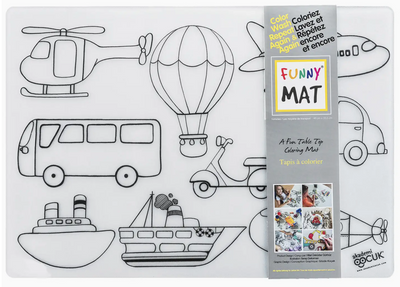 Table Top Colouring Mat, 2 Pk w/ Markers Dinos & Vehicles