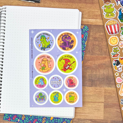 Gamer-Saurus sticker sheet