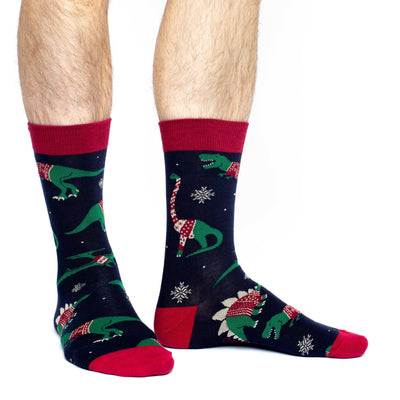 Men's Christmas Sweater Dinosaurs Socks