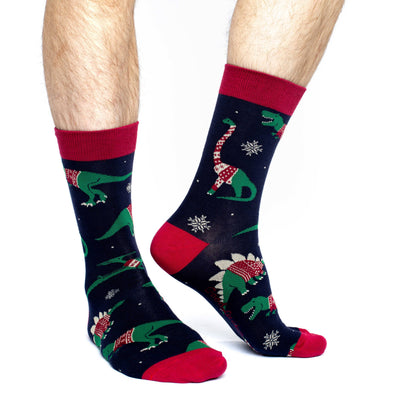 Men's Christmas Sweater Dinosaurs Socks