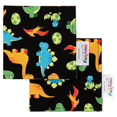 Set of Two Reusable Cloth Napkins - Black Dinos