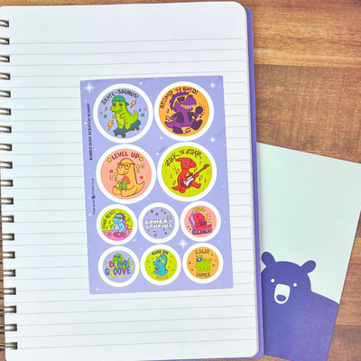 Gamer-Saurus sticker sheet