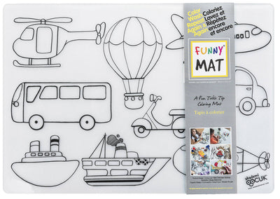 Table Top Colouring Mat, 2 Pk w/ Markers Dinos & Vehicles