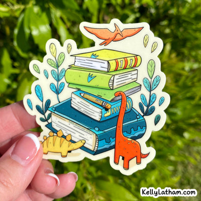 Dinosaur Book Stack Vinyl Sticker